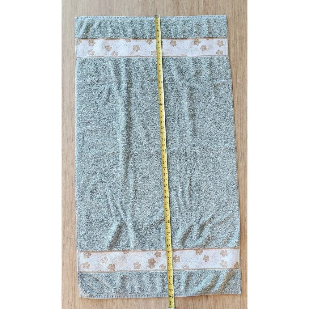 VTG Springmaid Bath Towels Set of 3 Sage Light Green Floral Border 100% Cotton